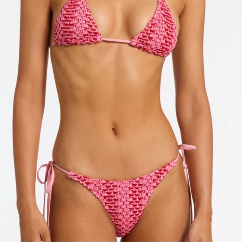 Pink Triangl Crochet Bikini Set